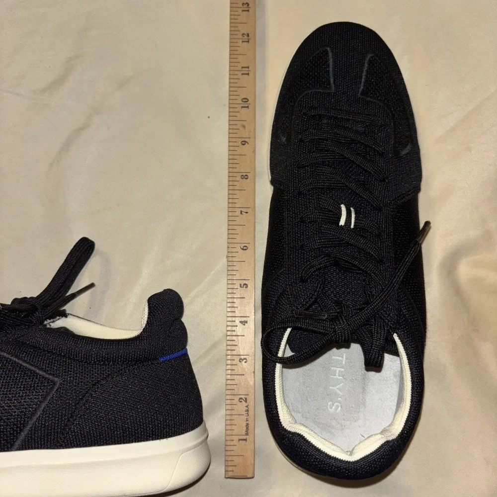 Rothy's Men Sz 12 Black RS01 Lace Up Sneakers Washable Knit $179 Casual Shoe